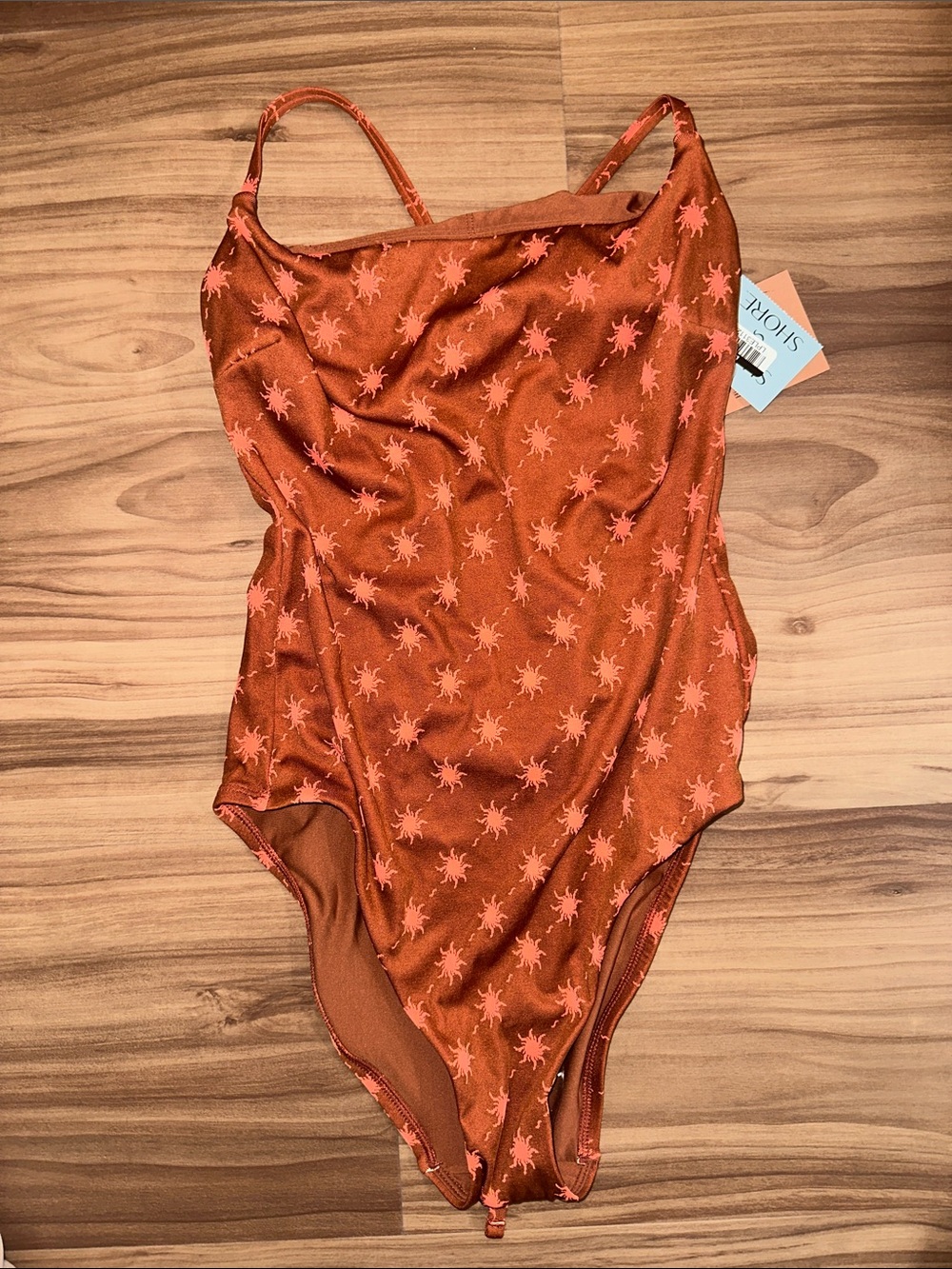 Shade & Shore Rust One-Piece Swimsuit with Coral Starburst Print